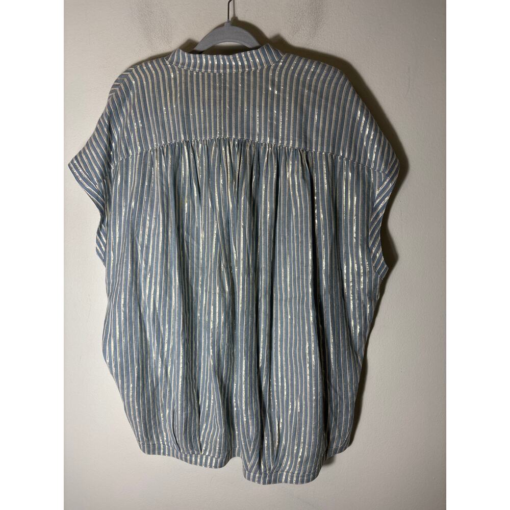Koch Blue Gold Stripe Sleeveless Box Like Top Sz M - Picture 3 of 3